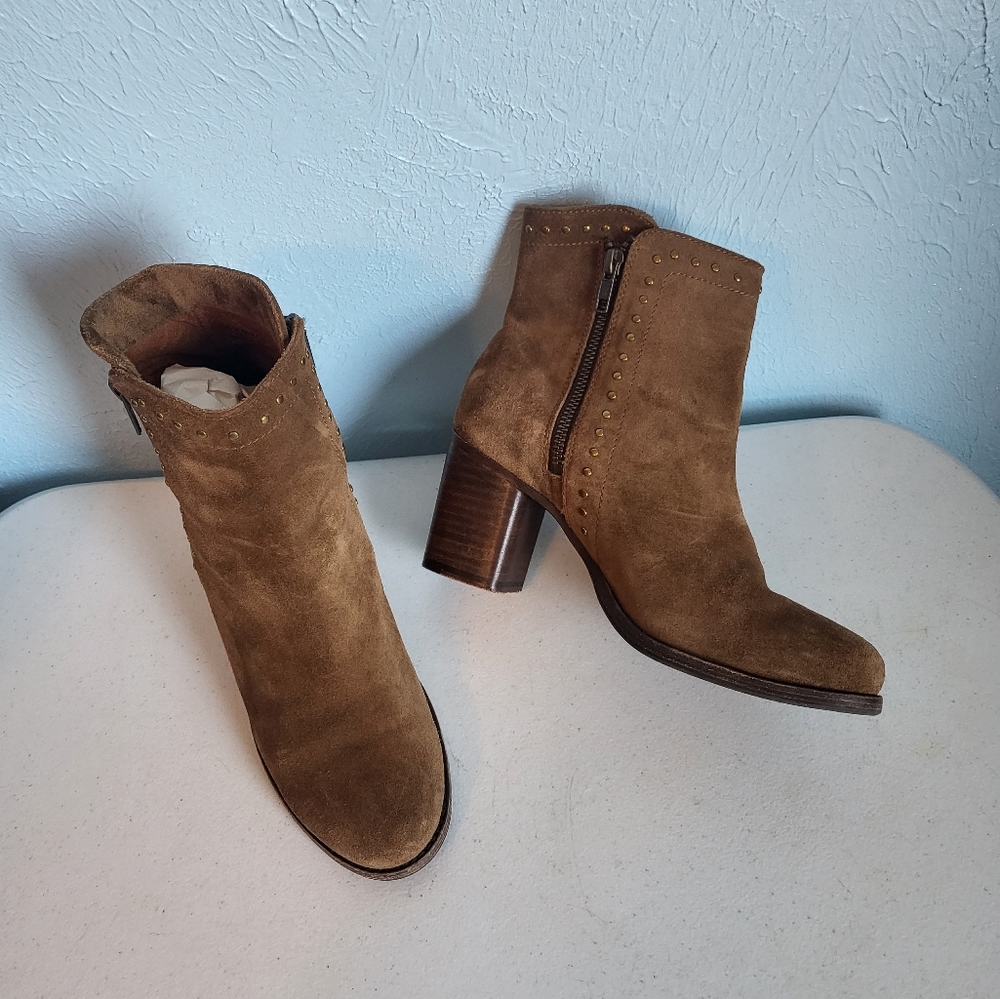 Frye studded suede heel booties